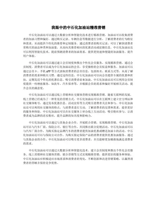 我眼中的中石化加油站精准营销