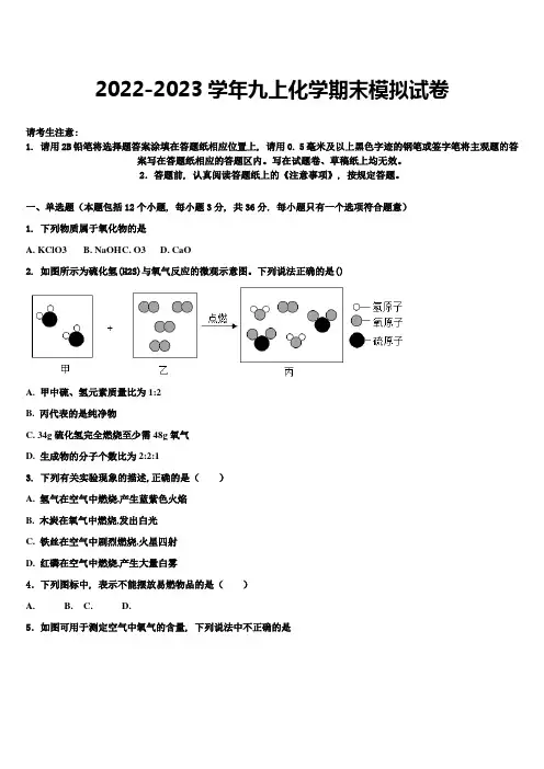 2023届江苏省南通市第一初级中学化学九年级第一学期期末监测试题含解析