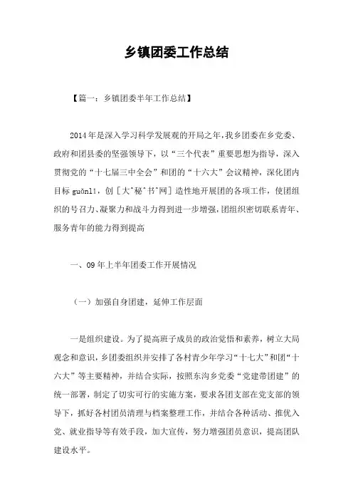 乡镇团委工作总结