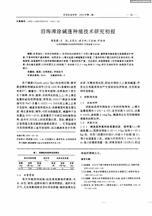 沿海滩涂碱蓬种植技术研究初报