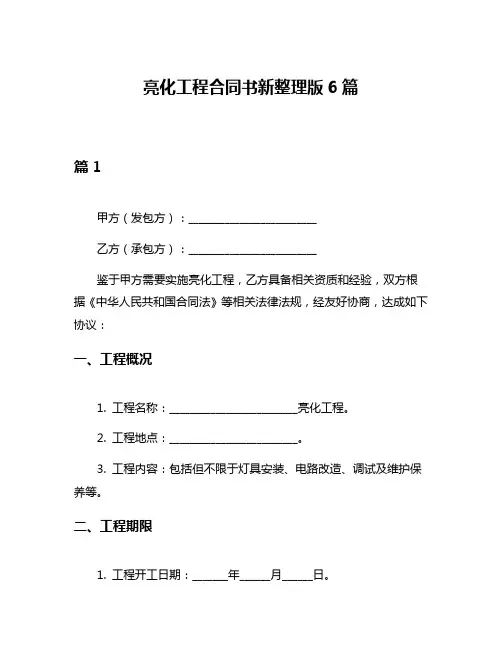 亮化工程合同书新整理版6篇