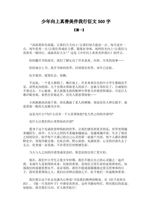 少年向上真善美伴我行征文500字