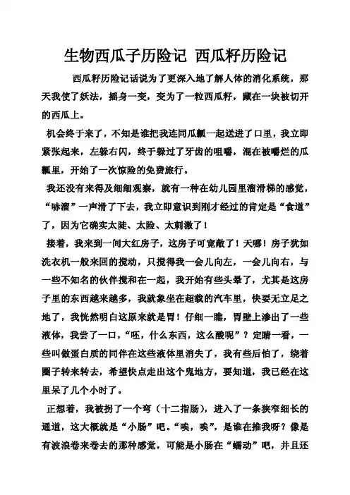 生物西瓜子历险记西瓜籽历险记