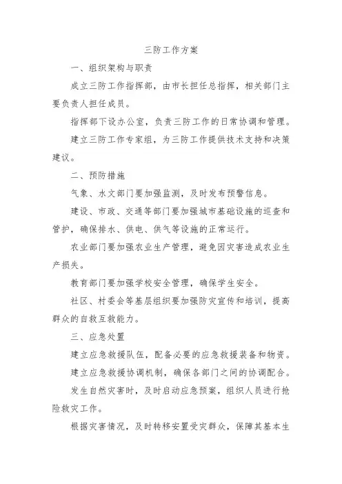 三防工作方案