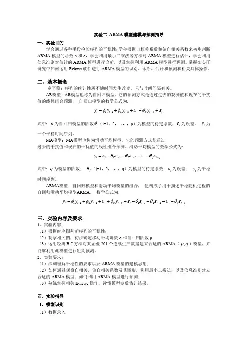 时序实验ARMA建立预测