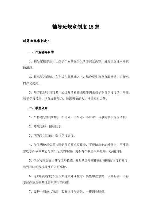 辅导班规章制度15篇