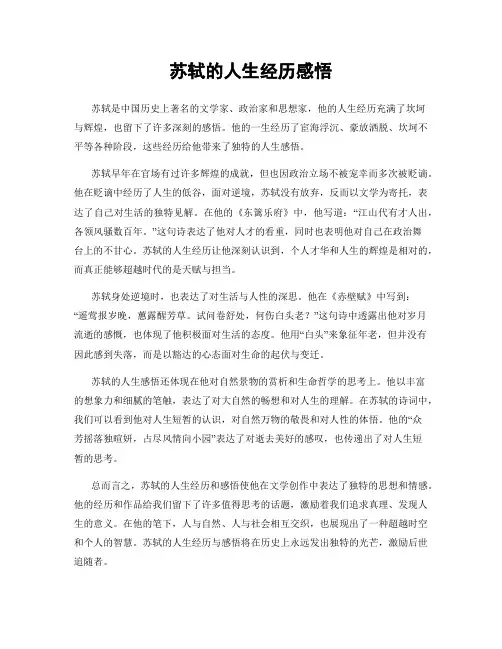 苏轼的人生经历感悟