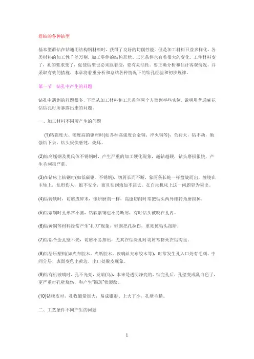 各种材料在钻孔中产生的问题(及解决方法)