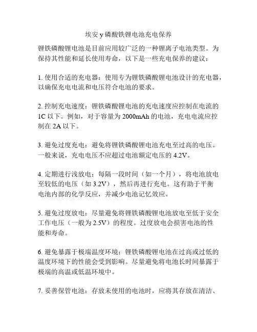 埃安y磷酸铁锂电池充电保养
