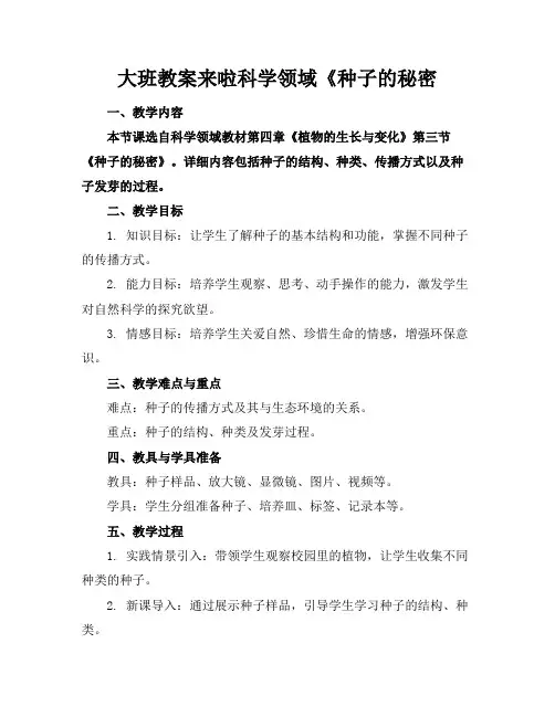 大班教案来啦科学领域《种子的秘密