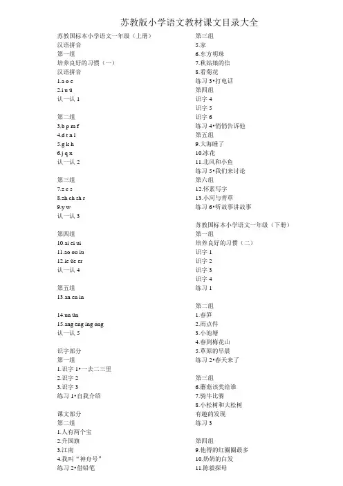 苏教版小学语文教材课文目录大全[1]