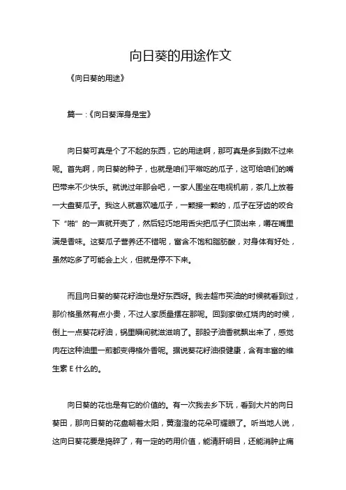 向日葵的用途作文