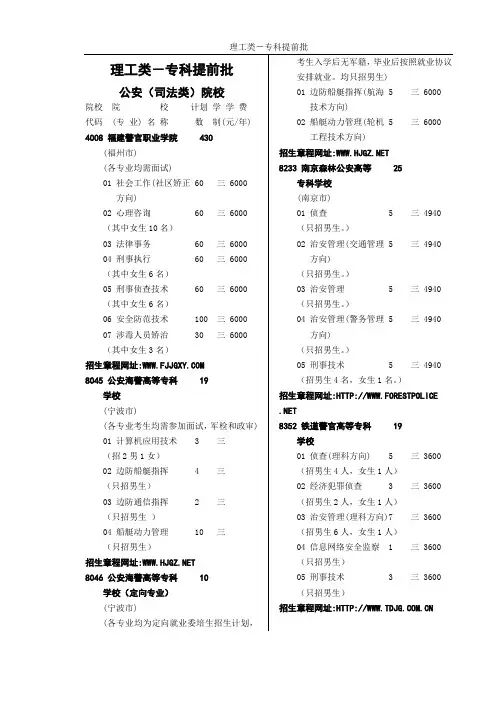 理工类-专科提前批
