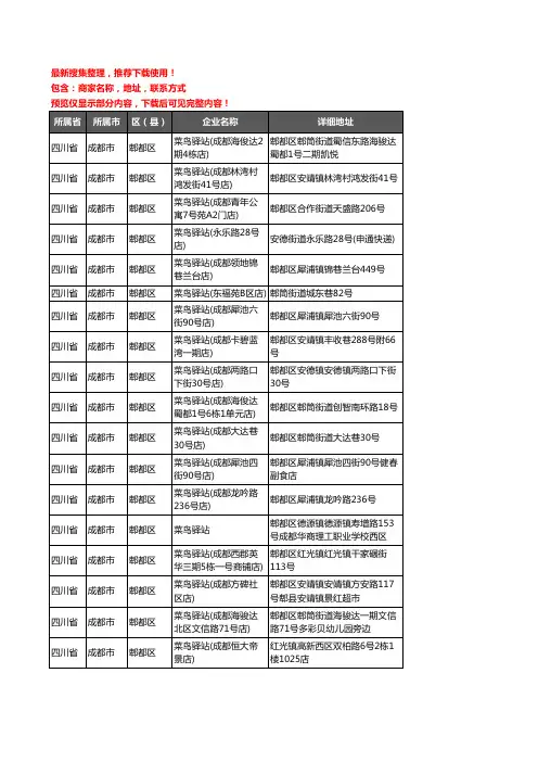 新版四川省成都市郫都区菜鸟驿站企业公司商家户名录单联系方式地址大全297家