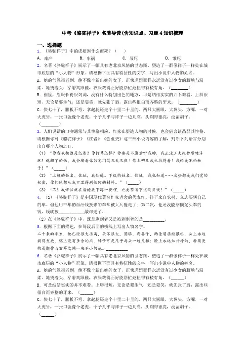 中考《骆驼祥子》名著导读(含知识点、习题4知识梳理