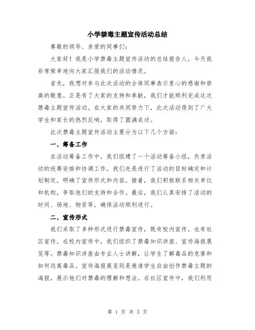 小学禁毒主题宣传活动总结