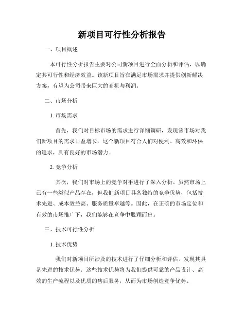 新项目可行性分析报告