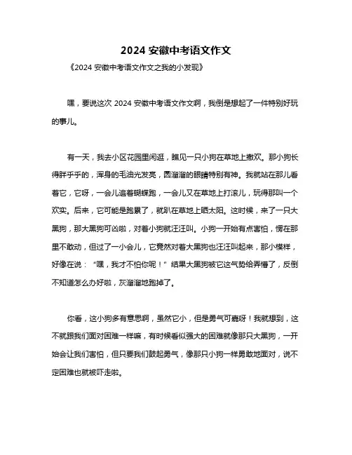 2024安徽中考语文作文