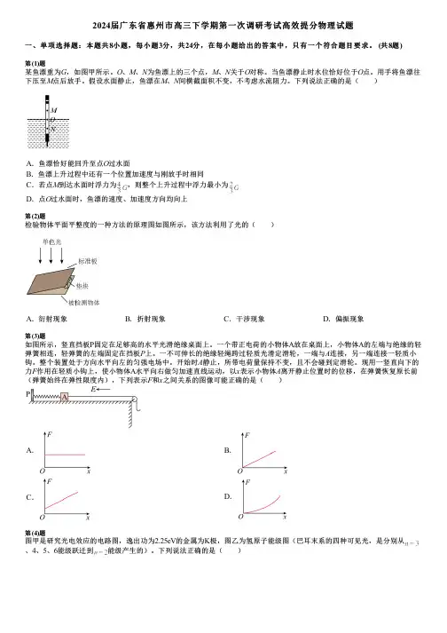 2024届广东省惠州市高三下学期第一次调研考试高效提分物理试题