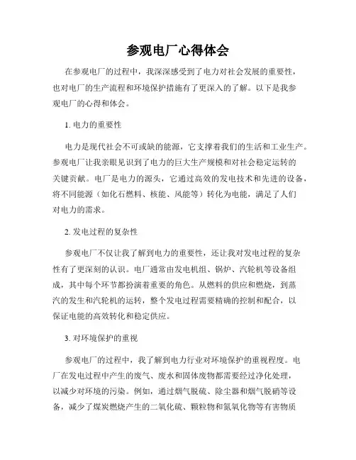参观电厂心得体会