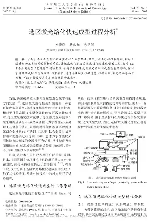 选区激光熔化快速成型过程分析