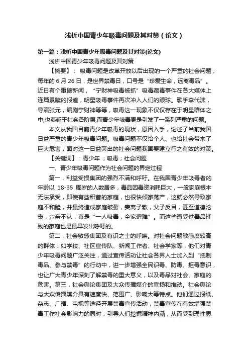 浅析中国青少年吸毒问题及其对策（论文）