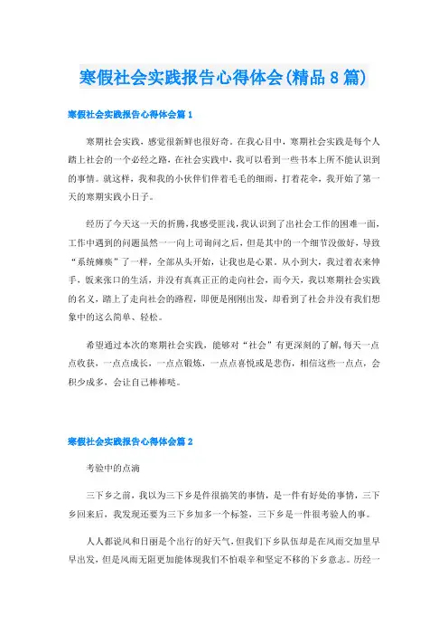 寒假社会实践报告心得体会(精品8篇)