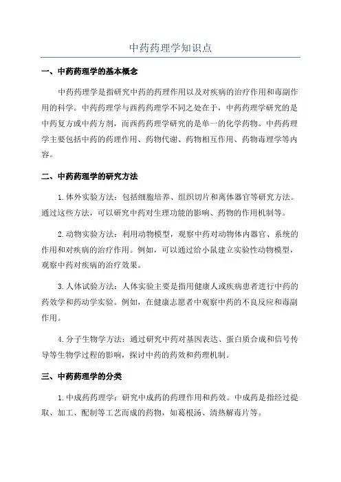 中药药理学知识点