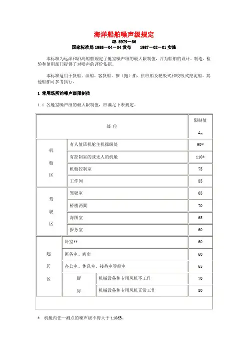 海洋船舶噪声级规定
