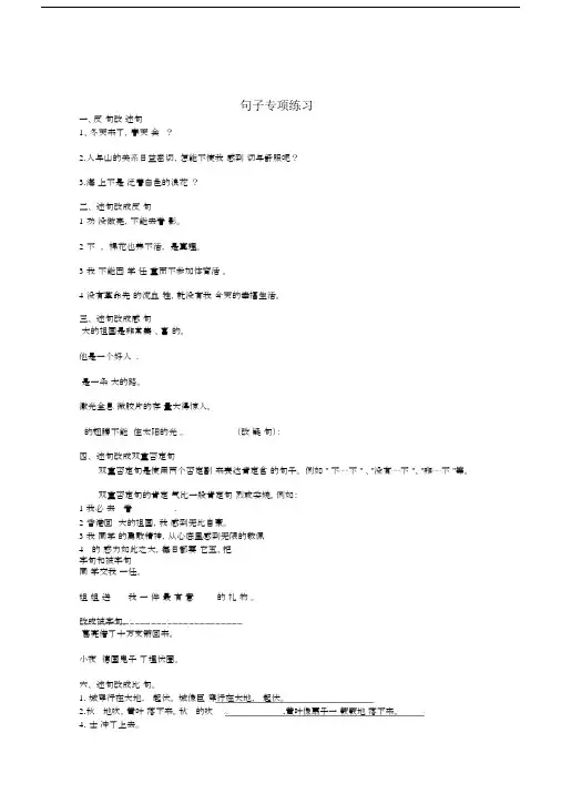 (word完整版)小学四年级句子转换练习(完整版).docx