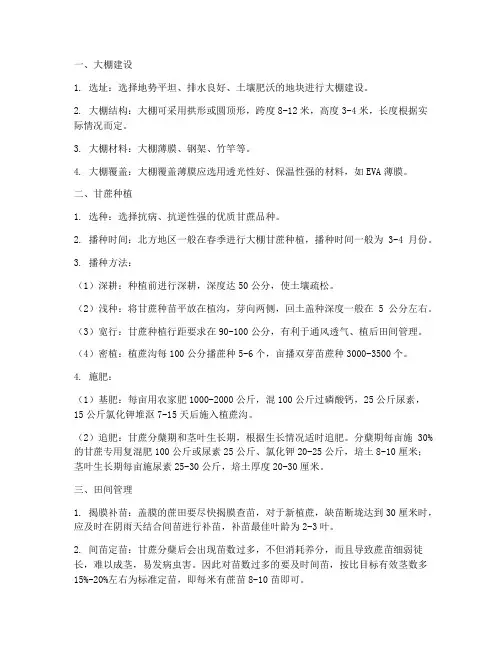 种植大棚甘蔗技术