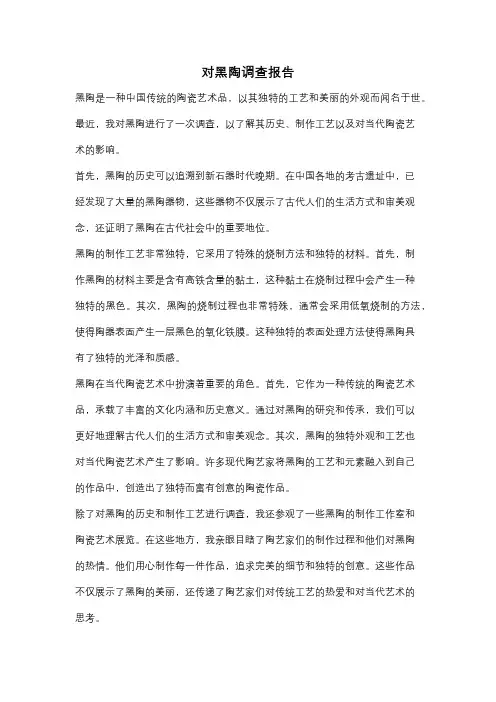 对黑陶调查报告