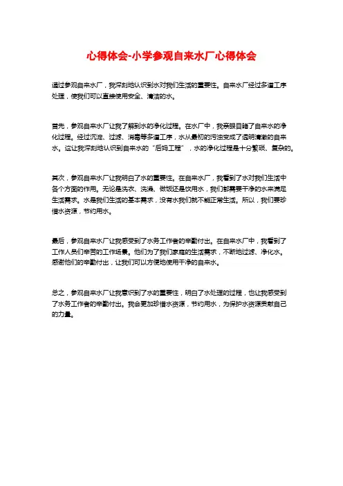 心得体会-小学参观自来水厂心得体会