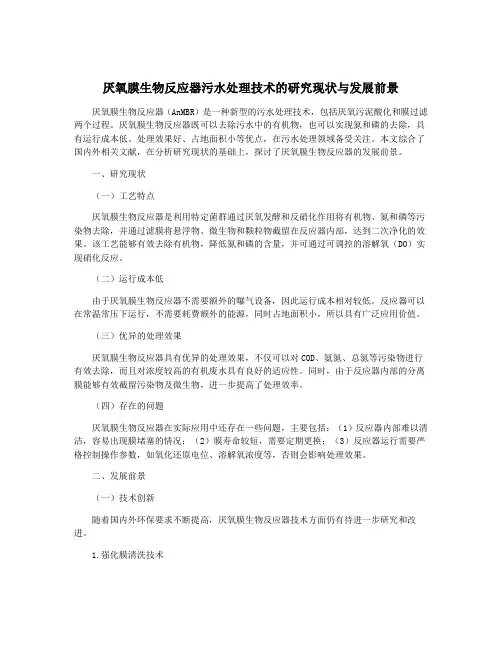 厌氧膜生物反应器污水处理技术的研究现状与发展前景
