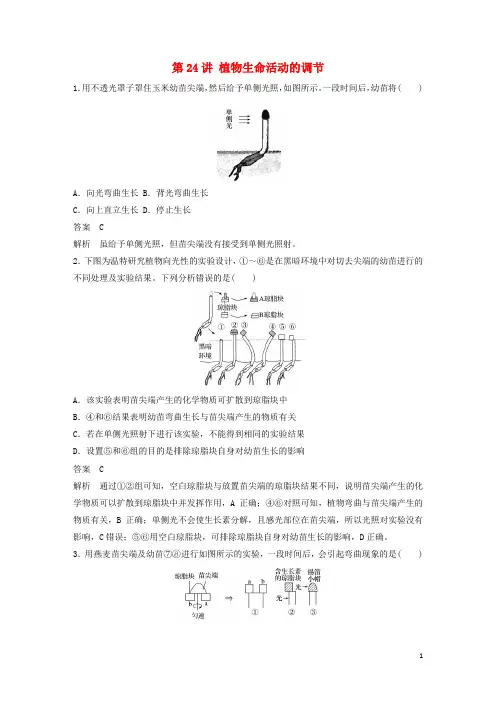 【新步步高版高考生物一轮复习 第七单元 生命活动的调节与免疫 第讲 植物生命活动的调节精练 浙科版-课件