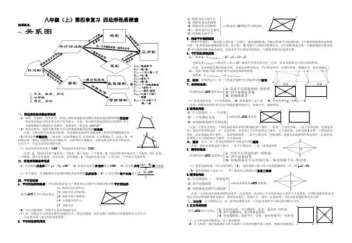 北师大八年级(上)第四章四边形性质探索复习题及复习提纲