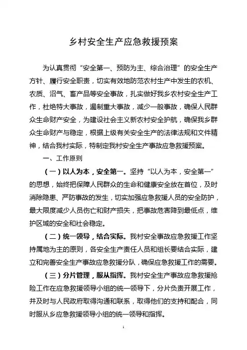村安全生产应急救援预案22