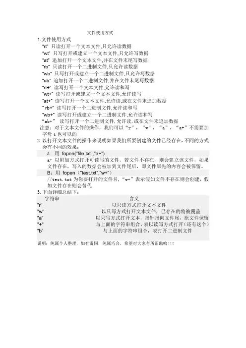 c语言文件操作(主要打开方式的区别)
