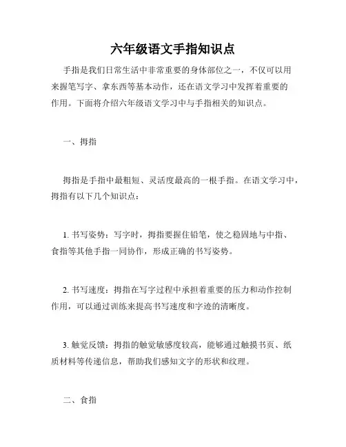 六年级语文手指知识点