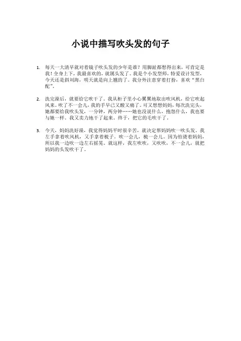小说中描写吹头发的句子