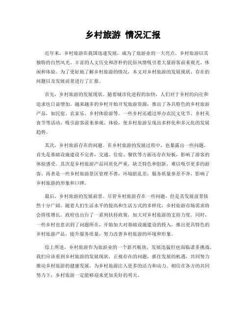 乡村旅游 情况汇报