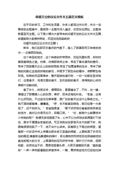 仰望天空的议论文作文五篇范文模板