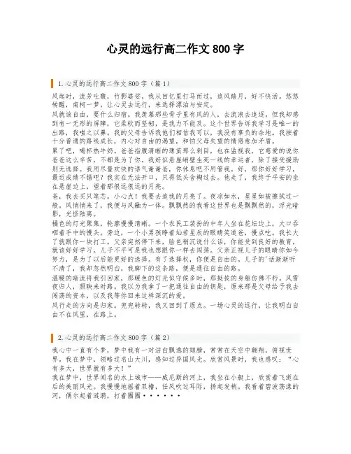 心灵的远行高二作文800字