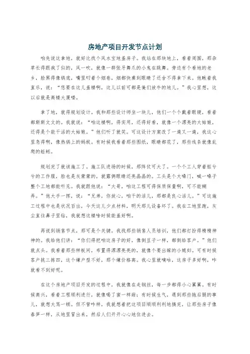 房地产项目开发节点计划