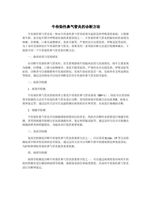 牛传染性鼻气管炎的诊断方法