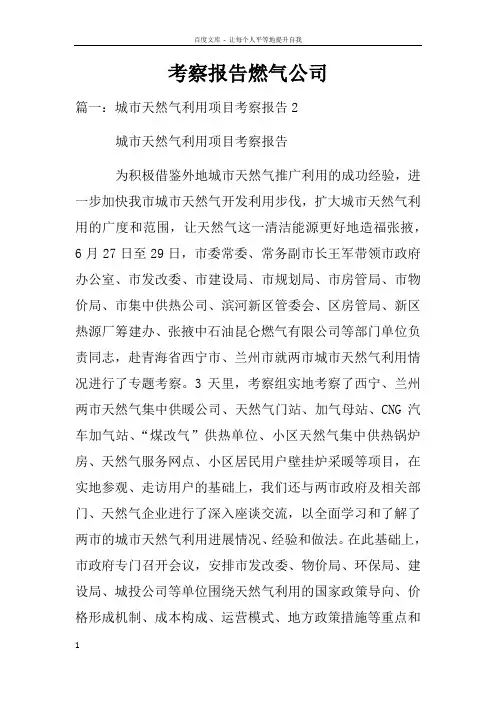 考察报告燃气公司