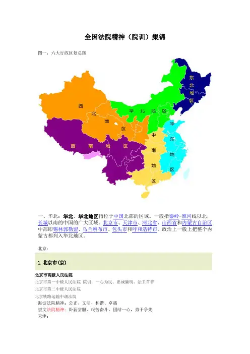全国法院精神(院训)集锦