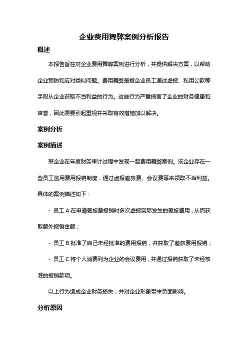 企业费用舞弊案例分析报告