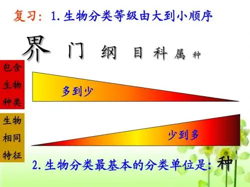 人教版八年级生物上册 6.2 认识生物的多样性(课件) (共33张ppt)