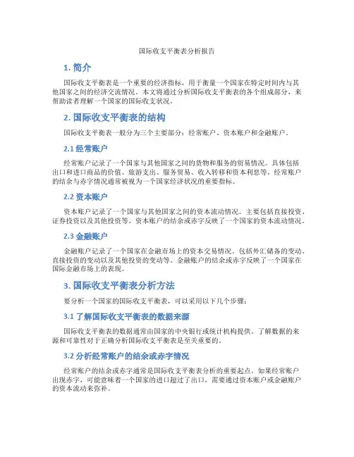 国际收支平衡表分析报告
